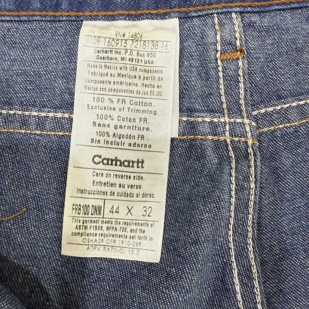 Carhartt FR Jeans Mens 44x32 Dark Wash FRB100DNM Workwear‎ Flame Resistant 2HRC